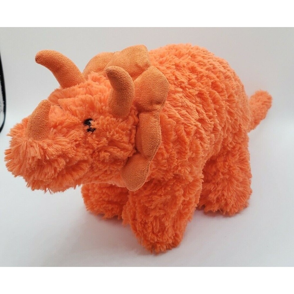 Manhattan Toy Company Orange Triceratops Dino Plush Stuffed Animal
